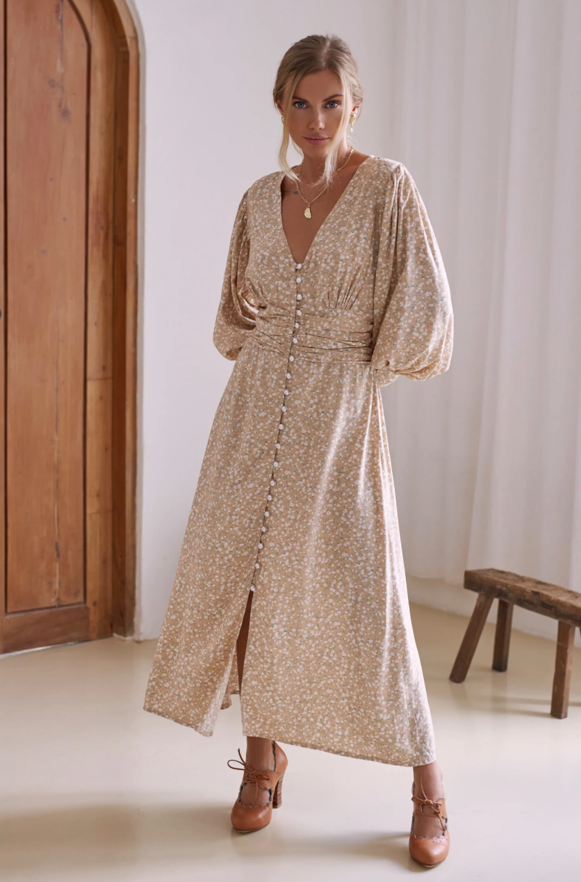 Juliette Midi Dress - Cream Blossom