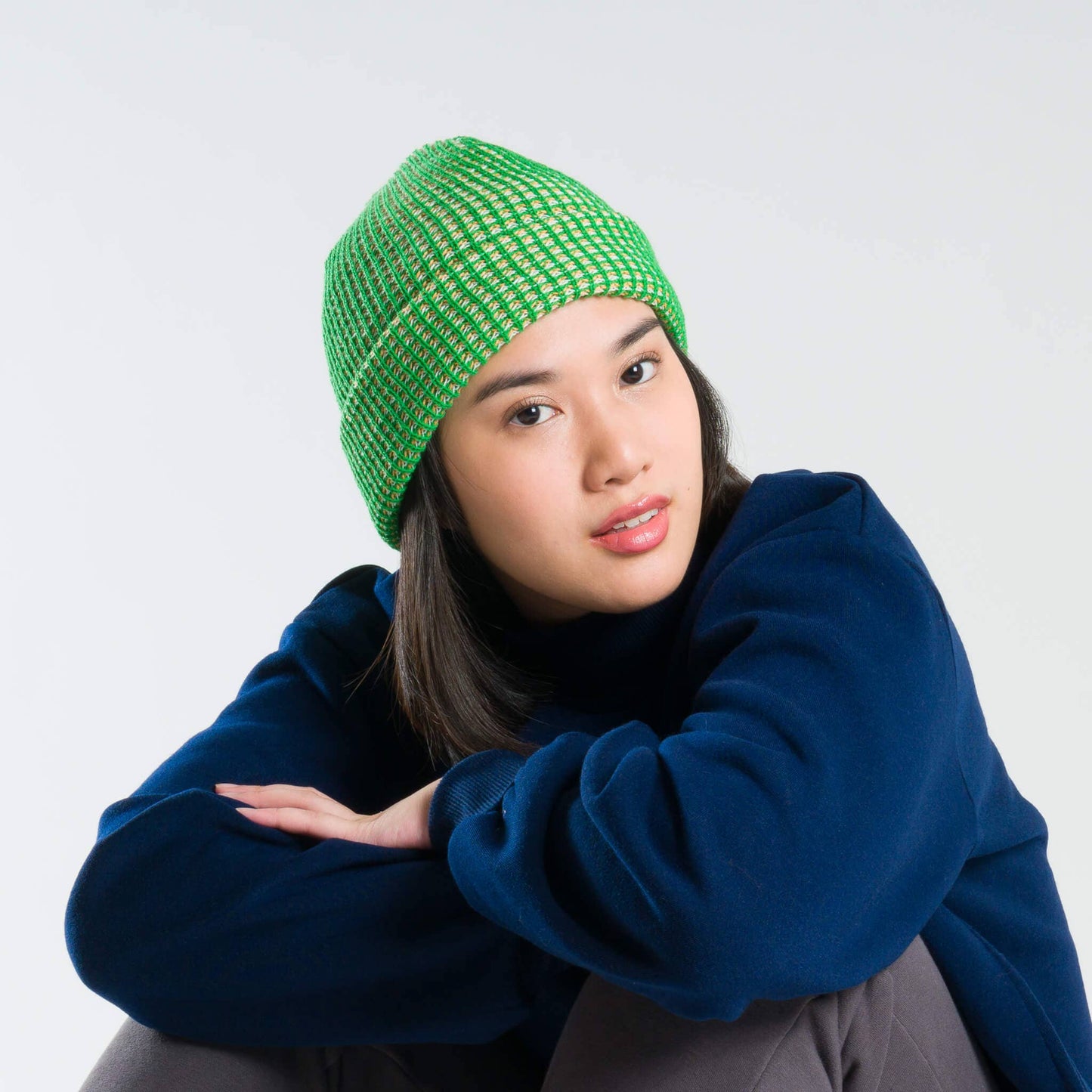 Grid Beanie: Fuchsia