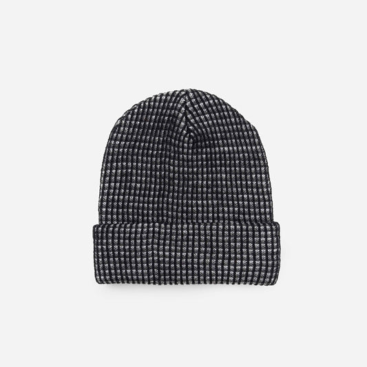 Grid Beanie: Black Grey