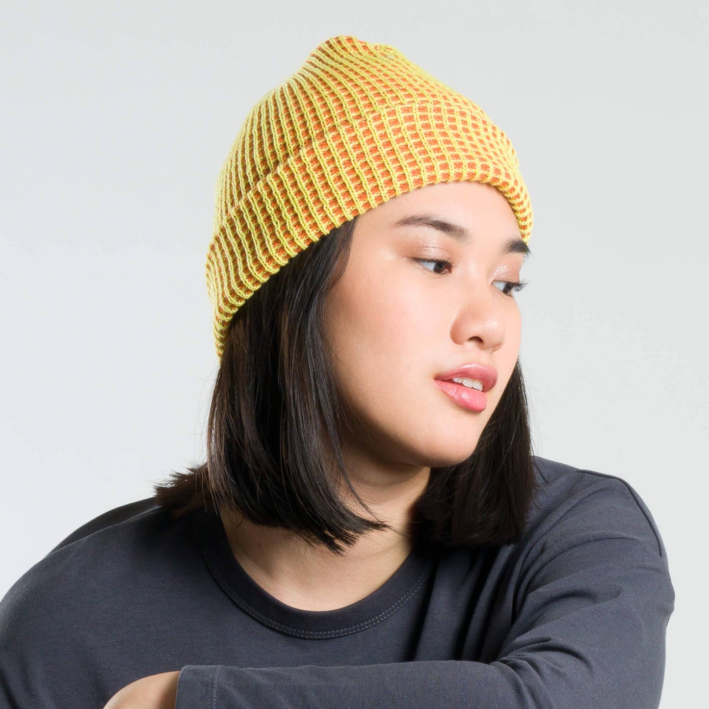 Grid Beanie: Fuchsia