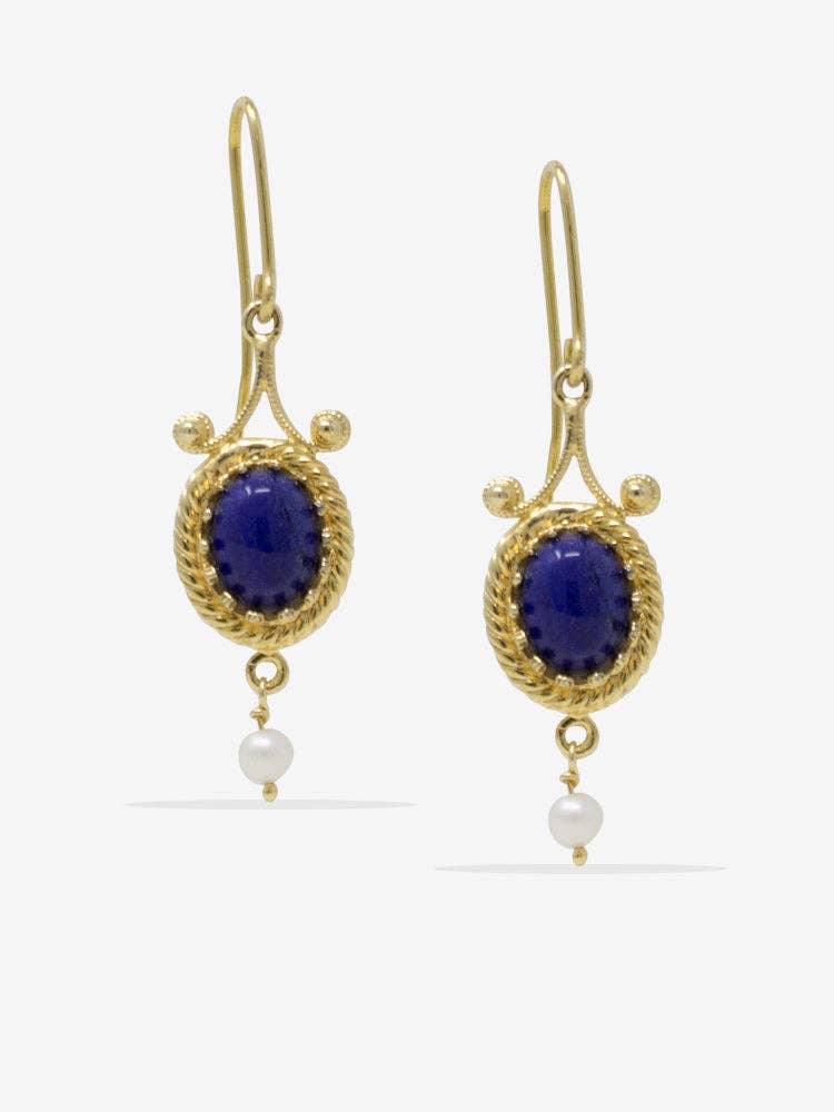 Lapis & Pearl Earrings