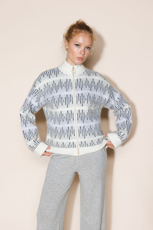 Aud Zip Sweater -  Snow Owl