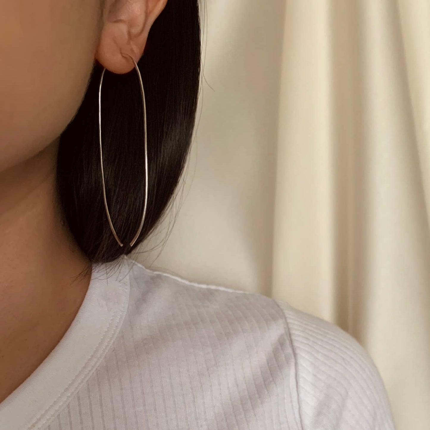 Elongated Hammered Hoops