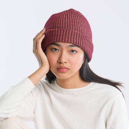 Grid Beanie: Fuchsia