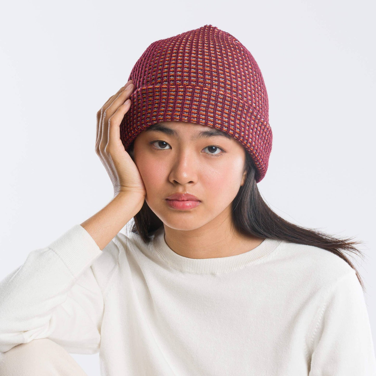 Grid Beanie: Cobalt