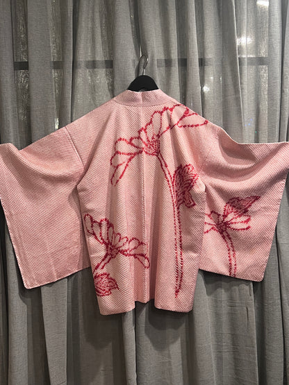 Pink Floral Vintage Silk Haori