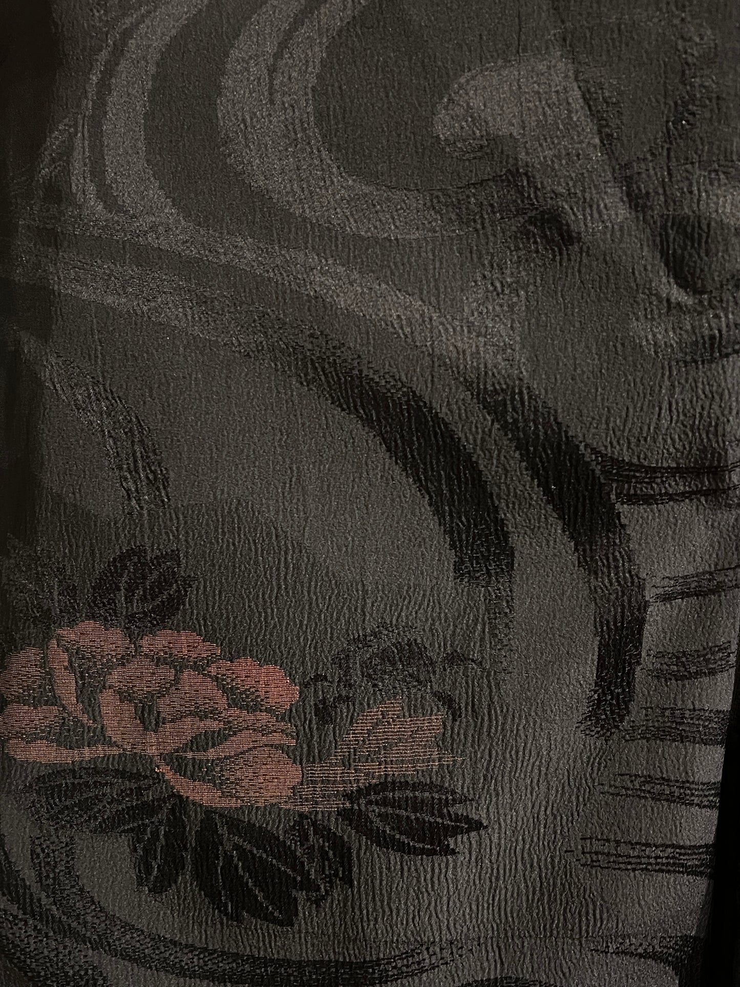 Black Floral Vintage Silk Haori