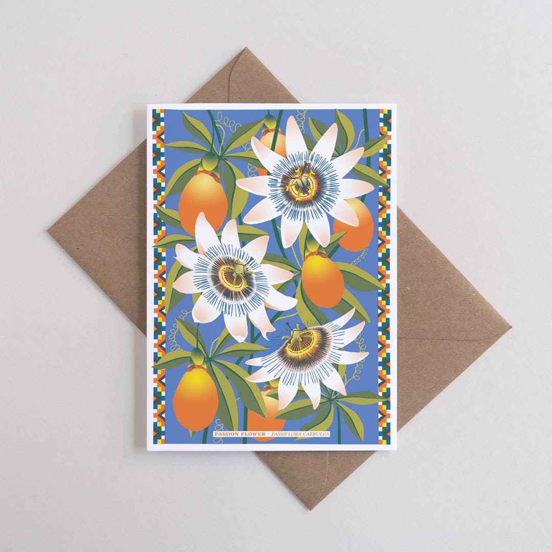 Passion Flower greetings card