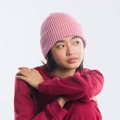 Grid Beanie: Fuchsia