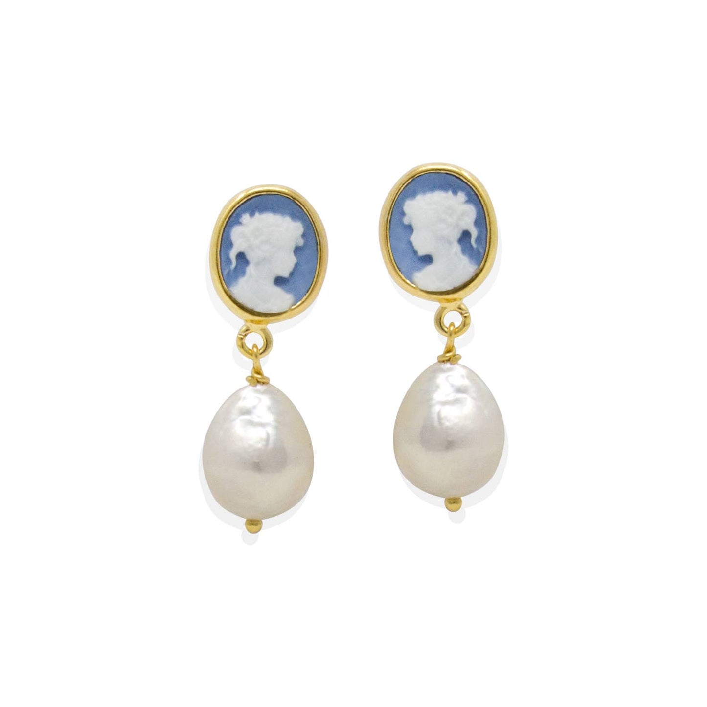 Blue Cameo Earrings